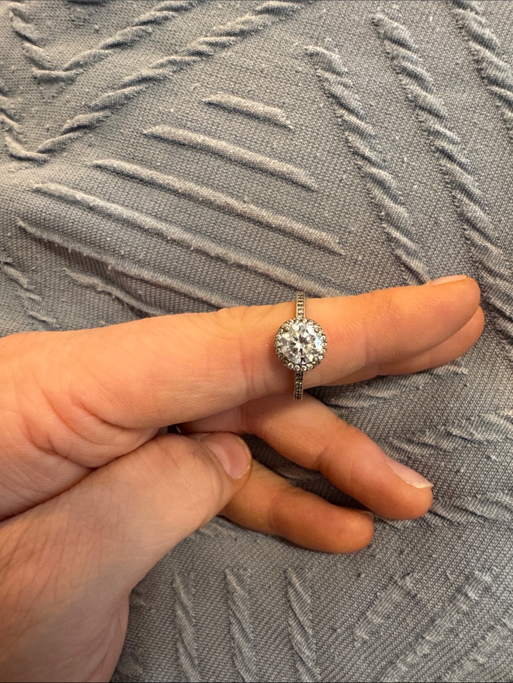Pandora Silver Halo Ring with Clear Center Stone